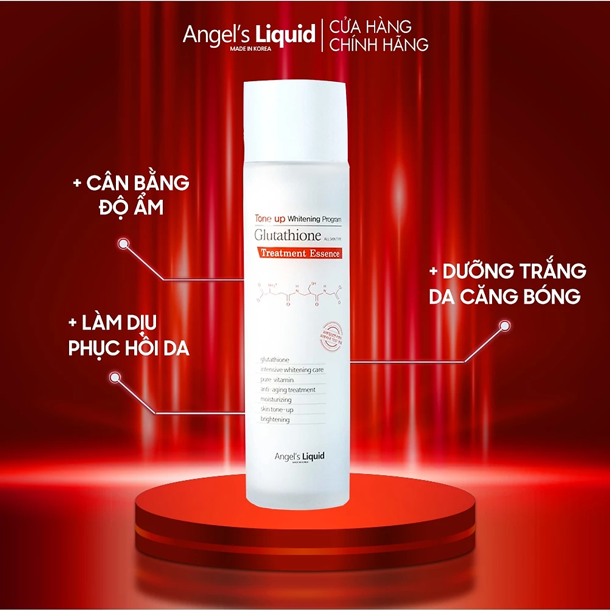 Nước Thần Dưỡng Trắng Da Cân Bằng Độ Ẩm Angel's Liquid Tone Up Whitening Program Glutathione Treatment Essence 150ml