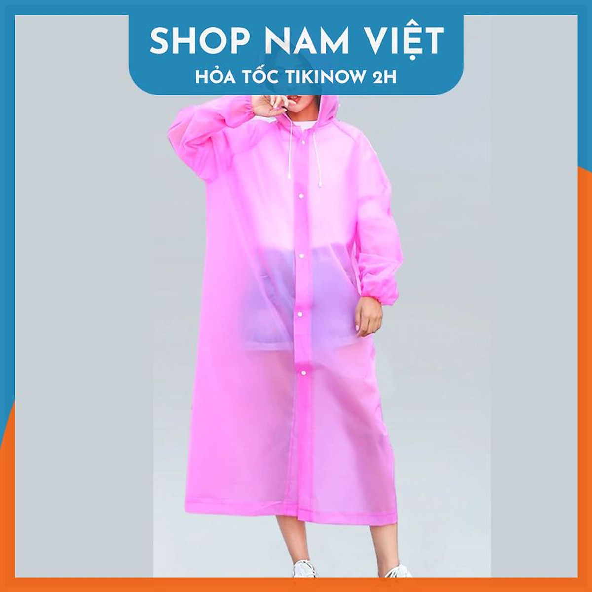 Áo Mưa Một Người Trong Suốt Có Nón Thời Trang, Nhựa EVA Sử Dụng Nhiều Lần
