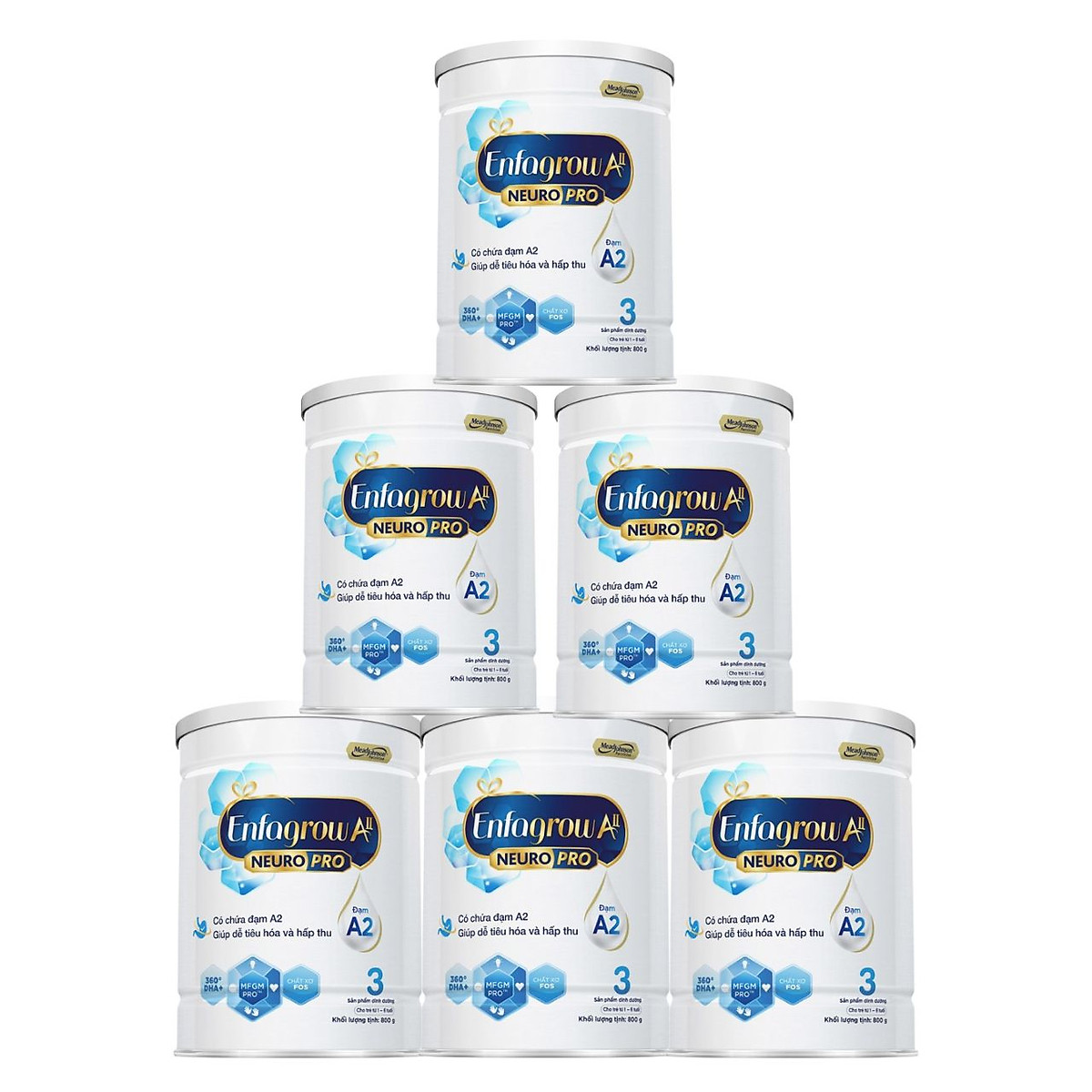 Combo 6 lon sữa bột Enfagrow A2 Neuropro 3 cho trẻ từ 1 – 6 tuổi – 800g