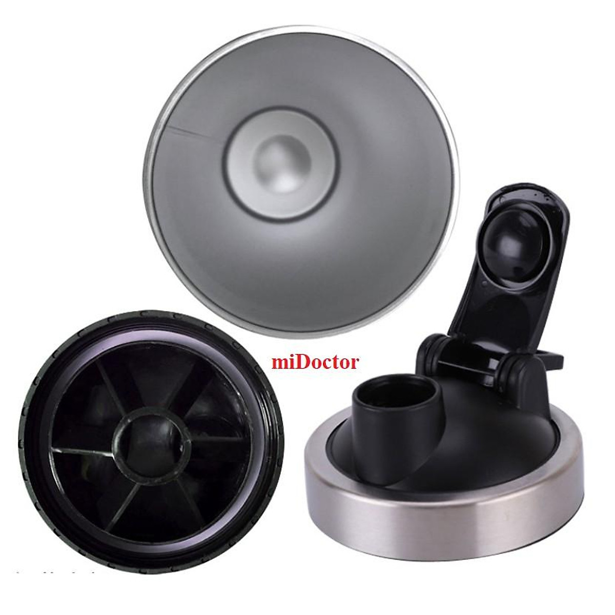 Bình lắc inox shaker tập gym, tập thể thao, có giữ nhiệt và quai xách – Kèm Bóng Lò Xo Lắc - Chính hãng miDoctor