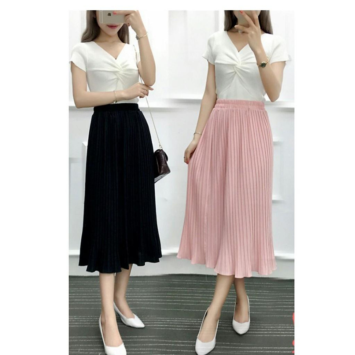 VONDA Chân Váy Maxi Dài Xếp Ly Màu Trơn Thanh Lịch Dự Tiệc Cho Nữ Váy Rộng  Chữ A Nhân quả phương Tây  MixASale