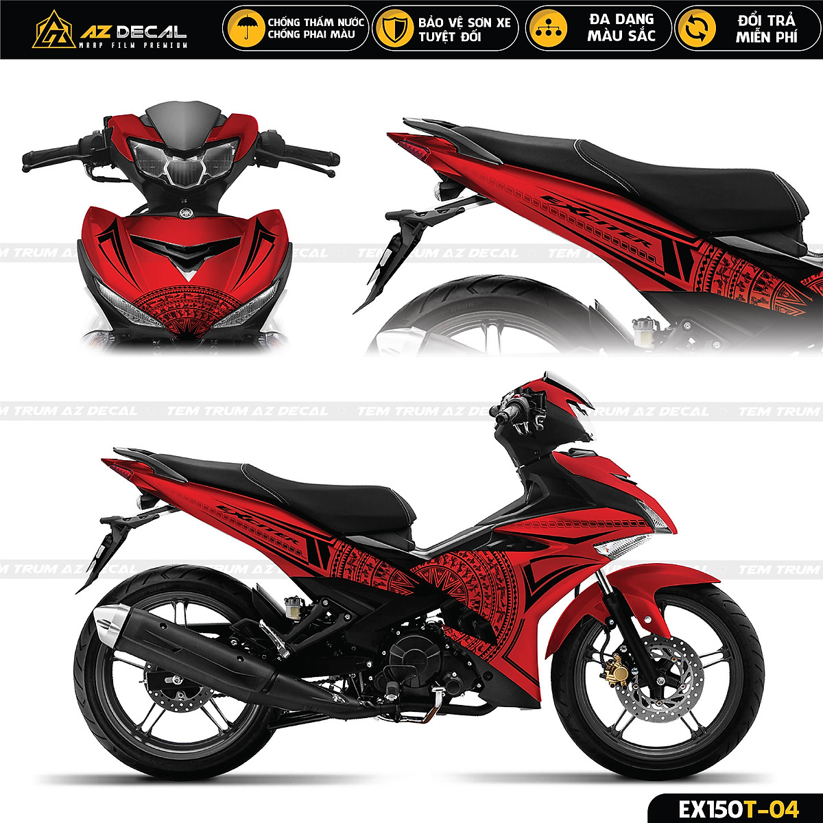 tem trắng đỏ exciter 150  Nguyễn Decal  Chuyên Dán Keo Xe Design Tem Xe  Decal Tem Xe Nguyễn Decal