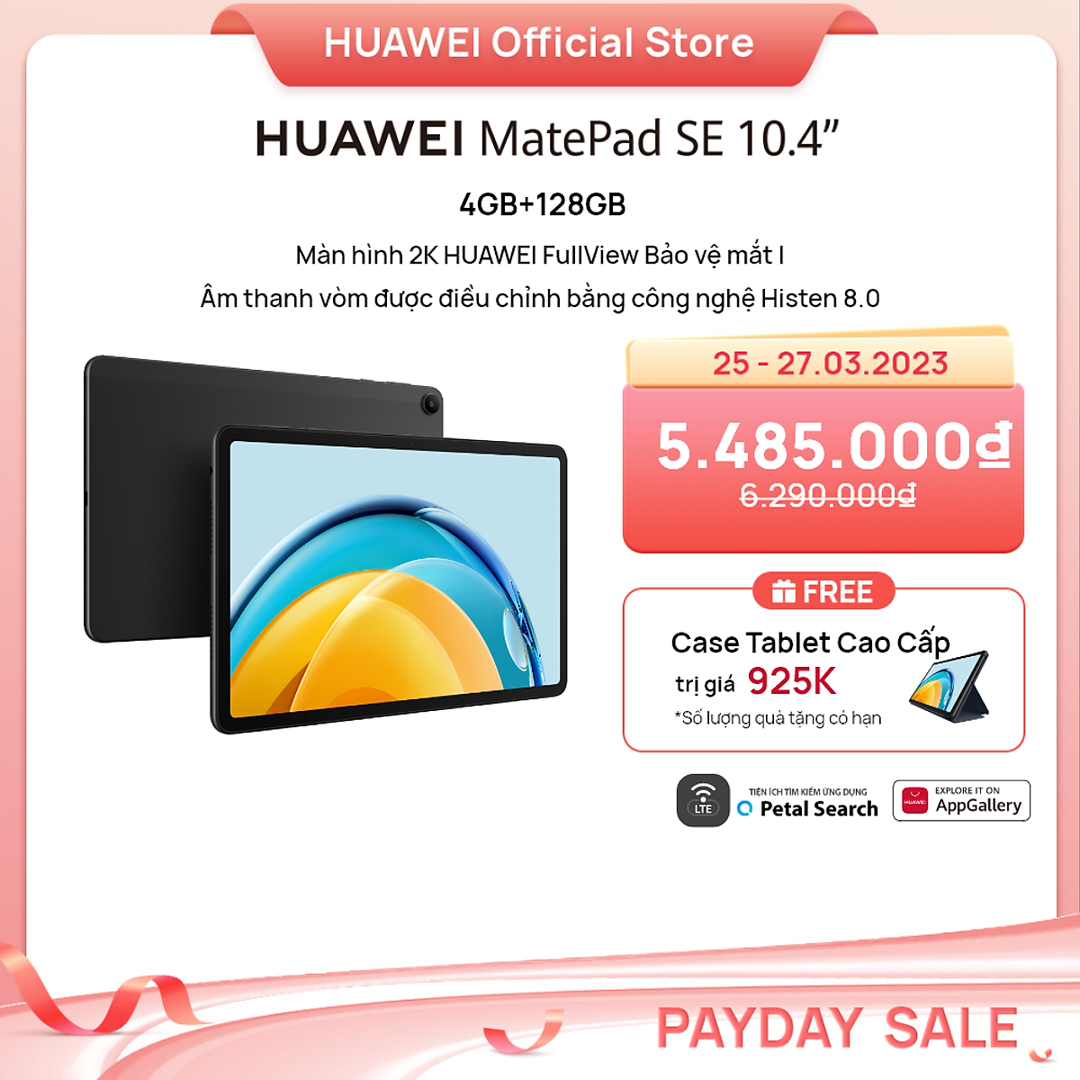 Máy tính bảng Huawei MatePad SE | Màn hình 2K HUAWEI FullView Bảo vệ mắt | Âm thanh vòm tinh chỉnh bằng công nghệ Histen 8.0 | Siêu thiết bị | Hàng Chính Hãng