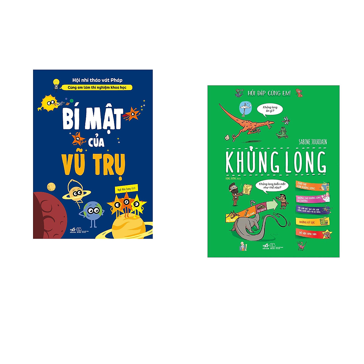 Combo 2 cuốn sách: Cùng em làm thí nghiệm khoa học: Bí mật của vũ trụ + Hỏi đáp cùng em - Khủng long