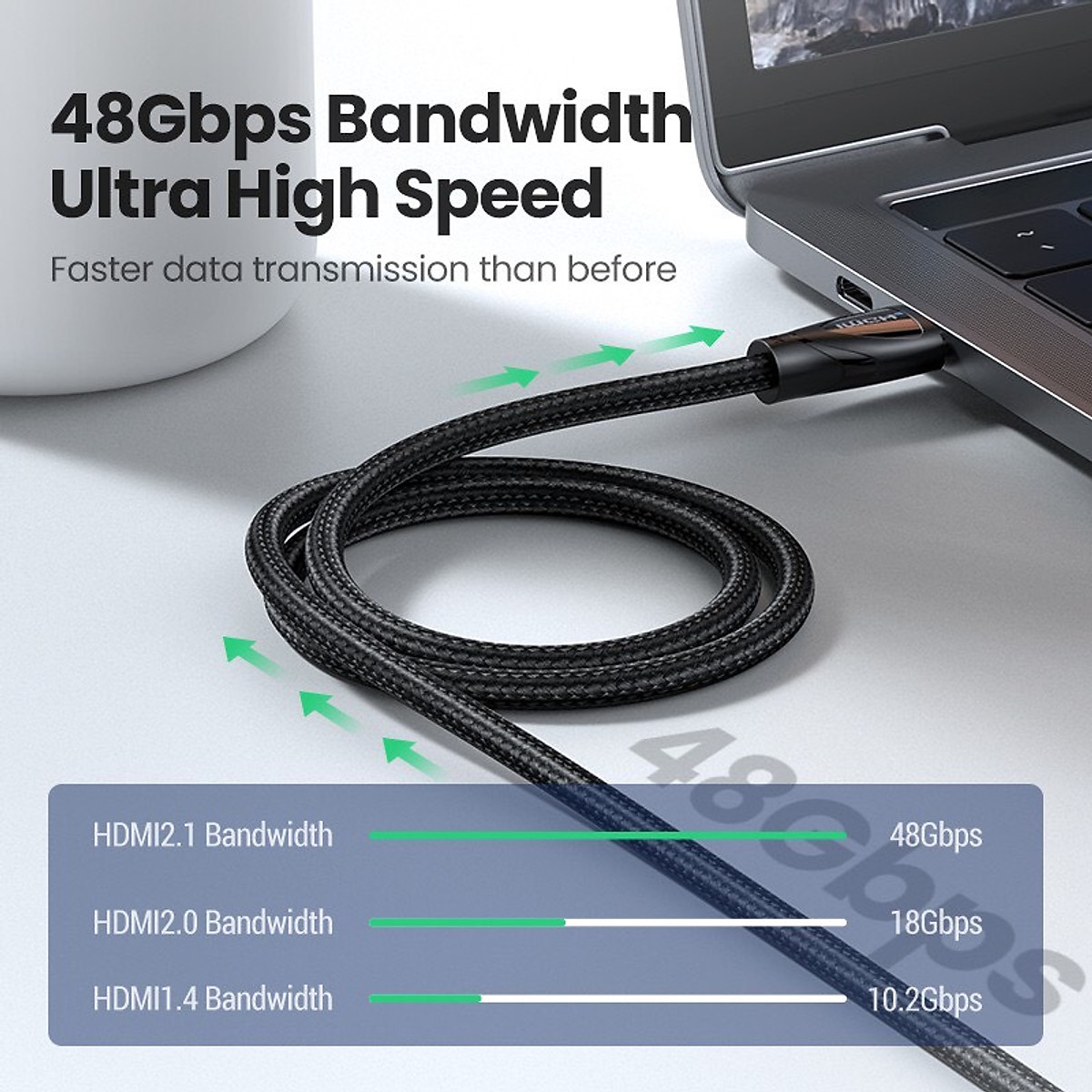 Cáp HDMI 2.1 Ugreen Cao Cấp Chính Hãng HD140 (4K@120Hz x 8K@60Hz- ARC) 80401 80402 80403 80404 Dây Mềm hàng chính hãng