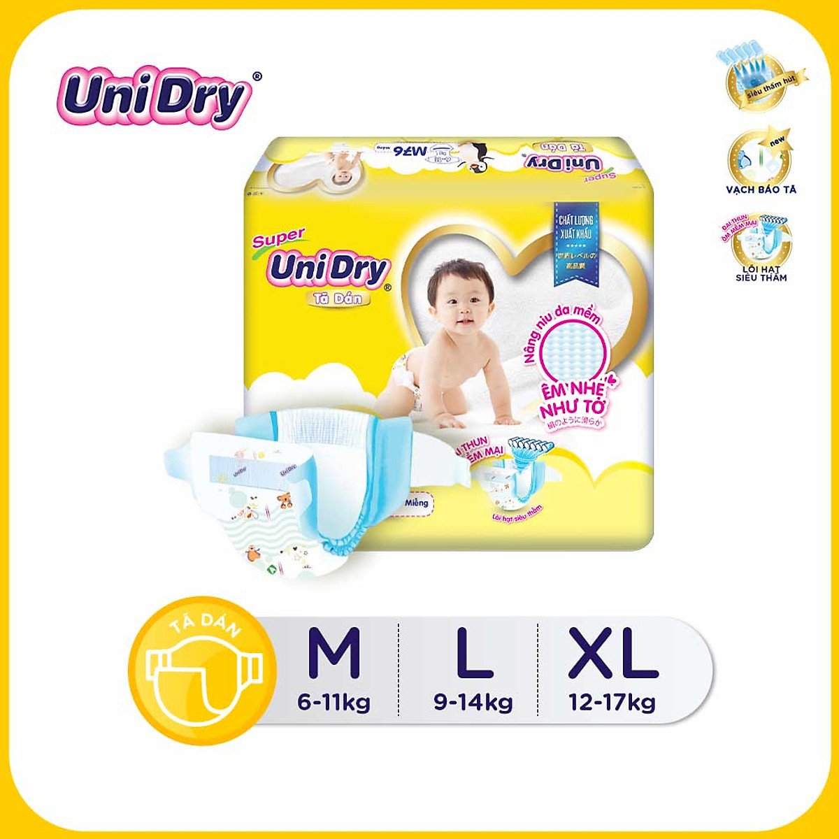 Tã dán UniDry M76-L68-XL62
