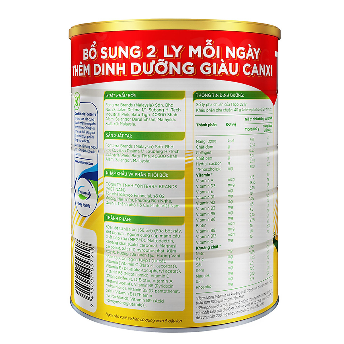 Sữa bột Anlene Gold 5X hương vani lon 900g