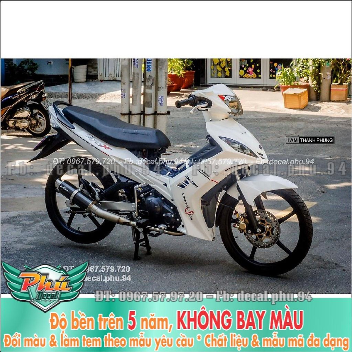 Tem rời xe Exciter 2010 mẫu lửa tím trắng đen  md 029