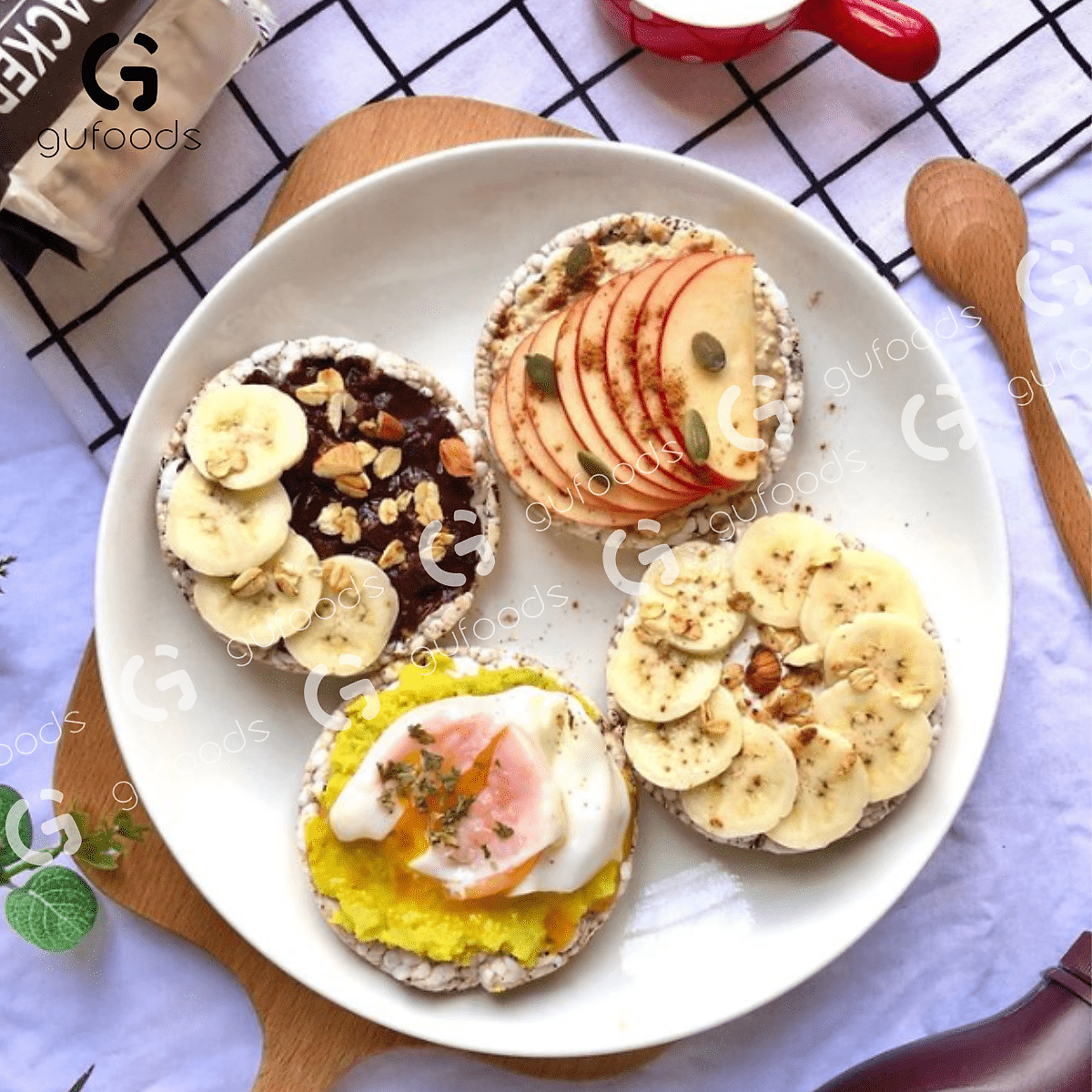 Bánh gạo lứt nguyên hạt ăn kiêng GUfoods (Gói 510g=54 bánh) - Không chiên dầu, Phù hợp Eat clean, Ăn vặt healthy, Thực dưỡng, Tập Gym, Giảm cân