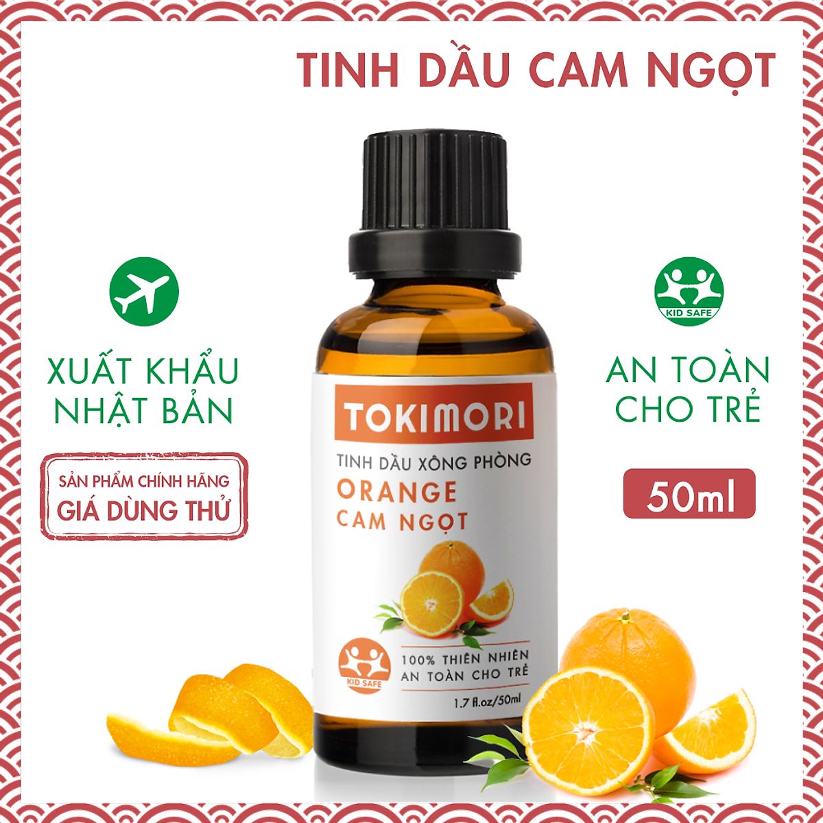 Tinh Dầu Cam Ngọt TOKI MORI Xuất Khẩu Nhật Bản (50ml) 100% Thiên Nhiên, Xông Phòng, Khử Mùi, Kháng Khuẩn, Đuổi Muỗi, Ngủ Ngon, Giảm Stress, An Toàn Cho Trẻ.