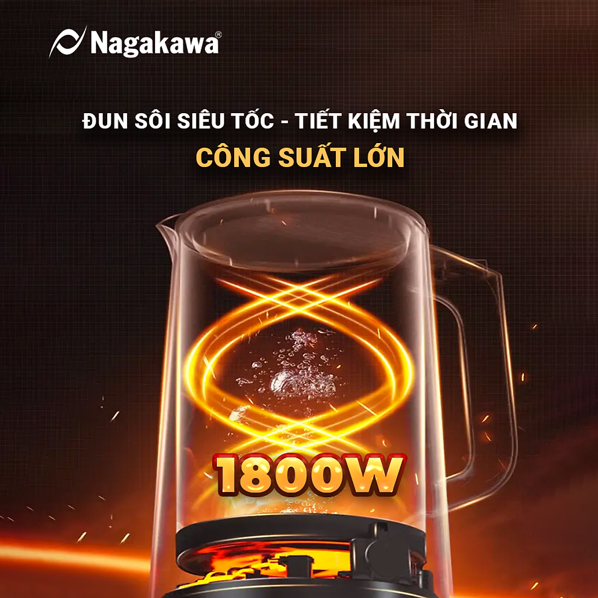 Ấm siêu tốc 2 lớp inox 304 Nagakawa NAG0319 (1.8L - 1800W) - Hàng chính hãng