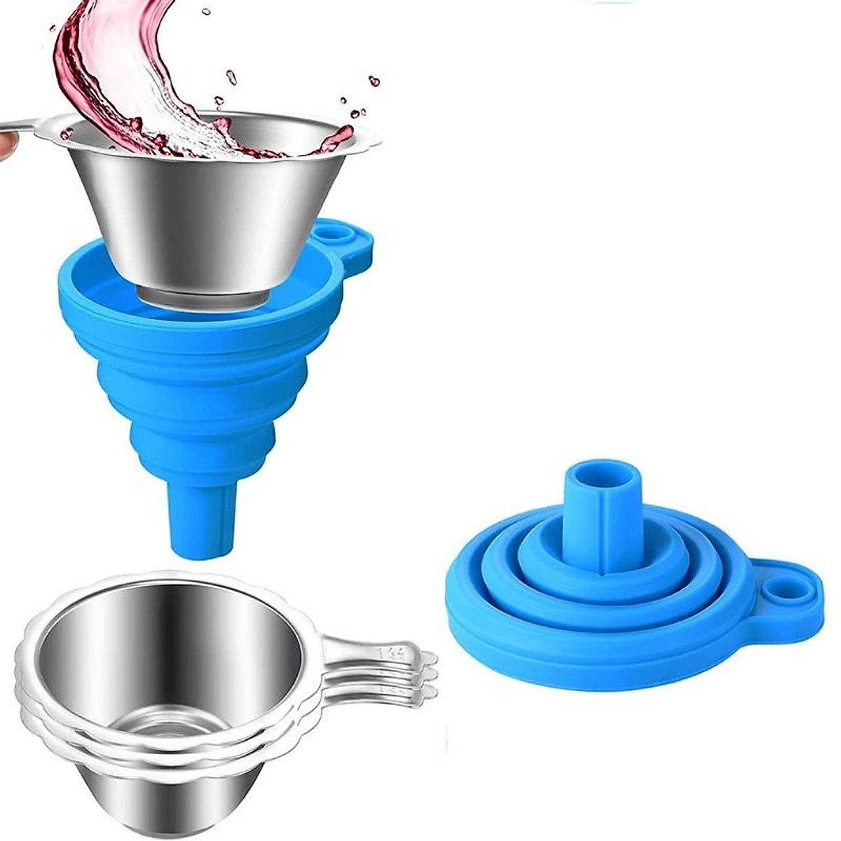 Set 6 Phễu Silicone Có Thể Gấp Gọn Và Tái Sử Dụng