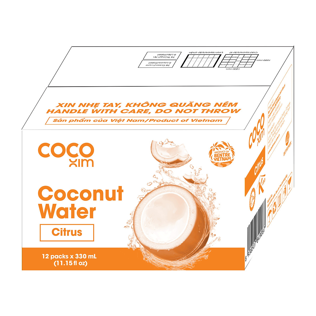 Thùng 12 Hộp Nước Dừa Cocoxim Tắc (330ml x12 Hộp)