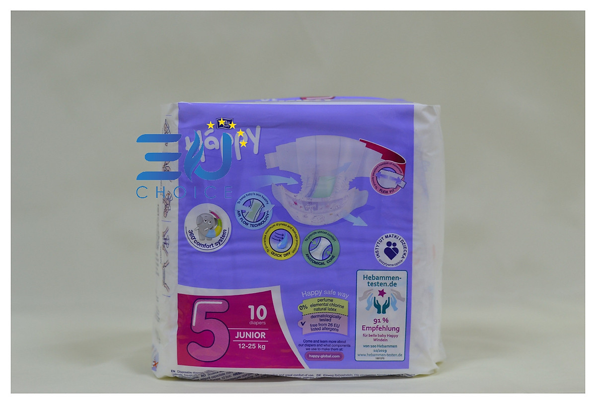 Bỉm T5, tã dán cao cấp BELLA HAPPY nhập khẩu Pháp 42 miếng cho bé 12 - 25kg thoáng mát, thấm hút, chống tràn