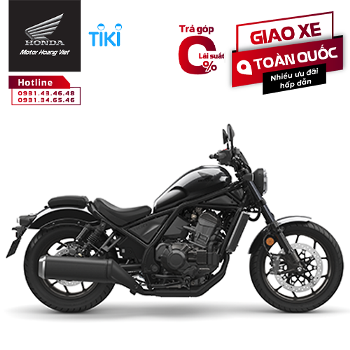 Mua Xe Mô Tô Honda Rebel 1100 phiên bản 2022 DCT - Đen tại Honda Big Bike Hoang Viet | Tiki