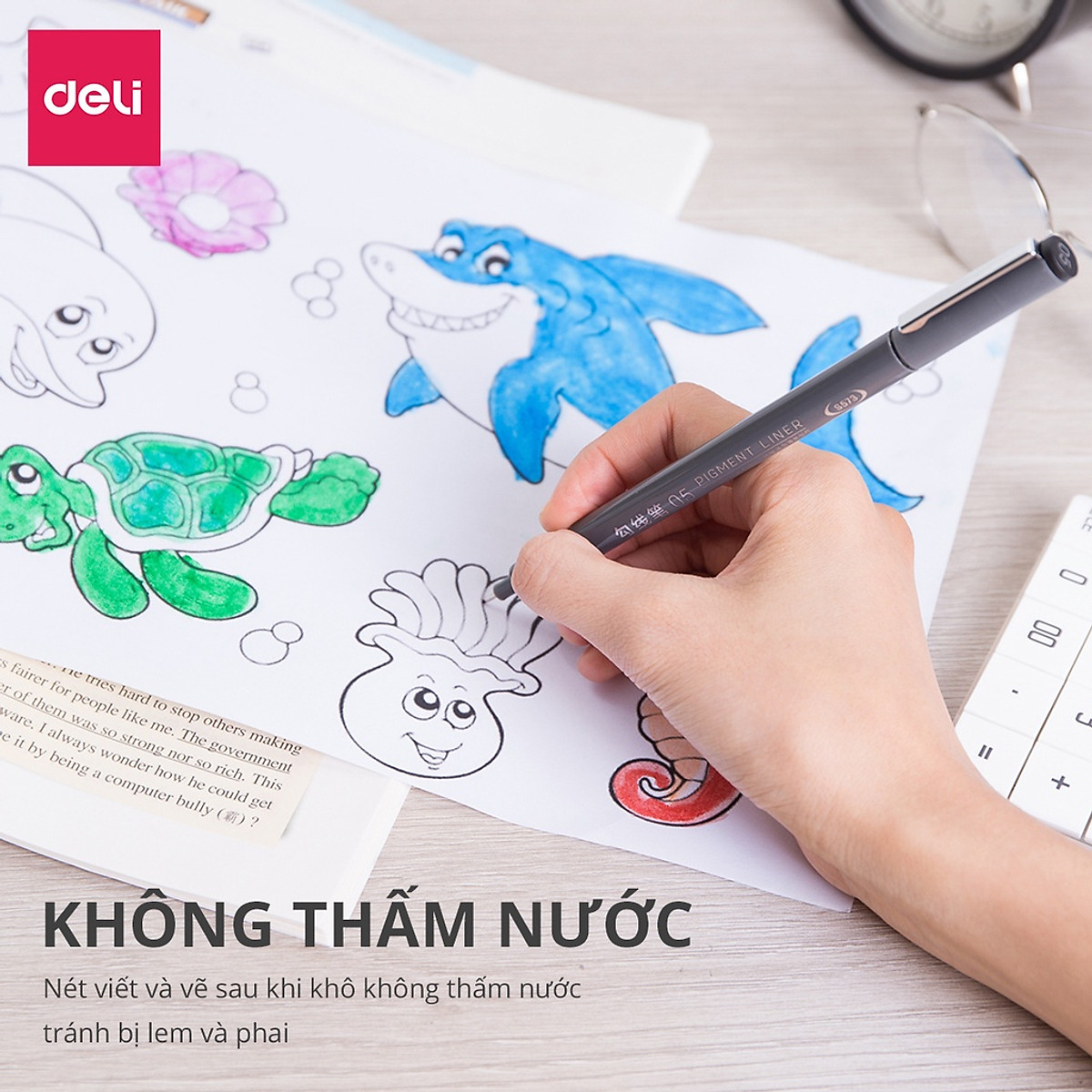 Set Bút Đi Nét Kỹ Thuật Nhiều Cỡ Ngòi Màu Đen Kháng Nước Caligraphy Deli - Phù Hợp Vẽ Viền Tranh Phác Hoạ Vẽ Kiến Trúc Công Nghệ - S573