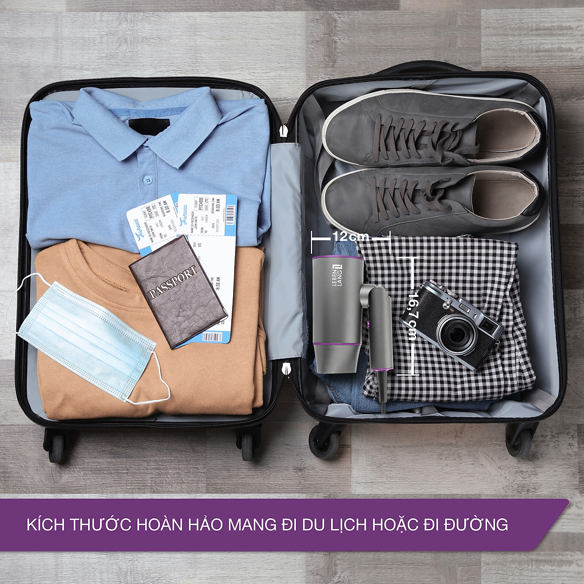 Máy sấy tóc LEBENLANG 2 chiều nóng lạnh, gấp gọn tiện lợi, chống xơ rối tóc bằng công nghệ ion, 2100W