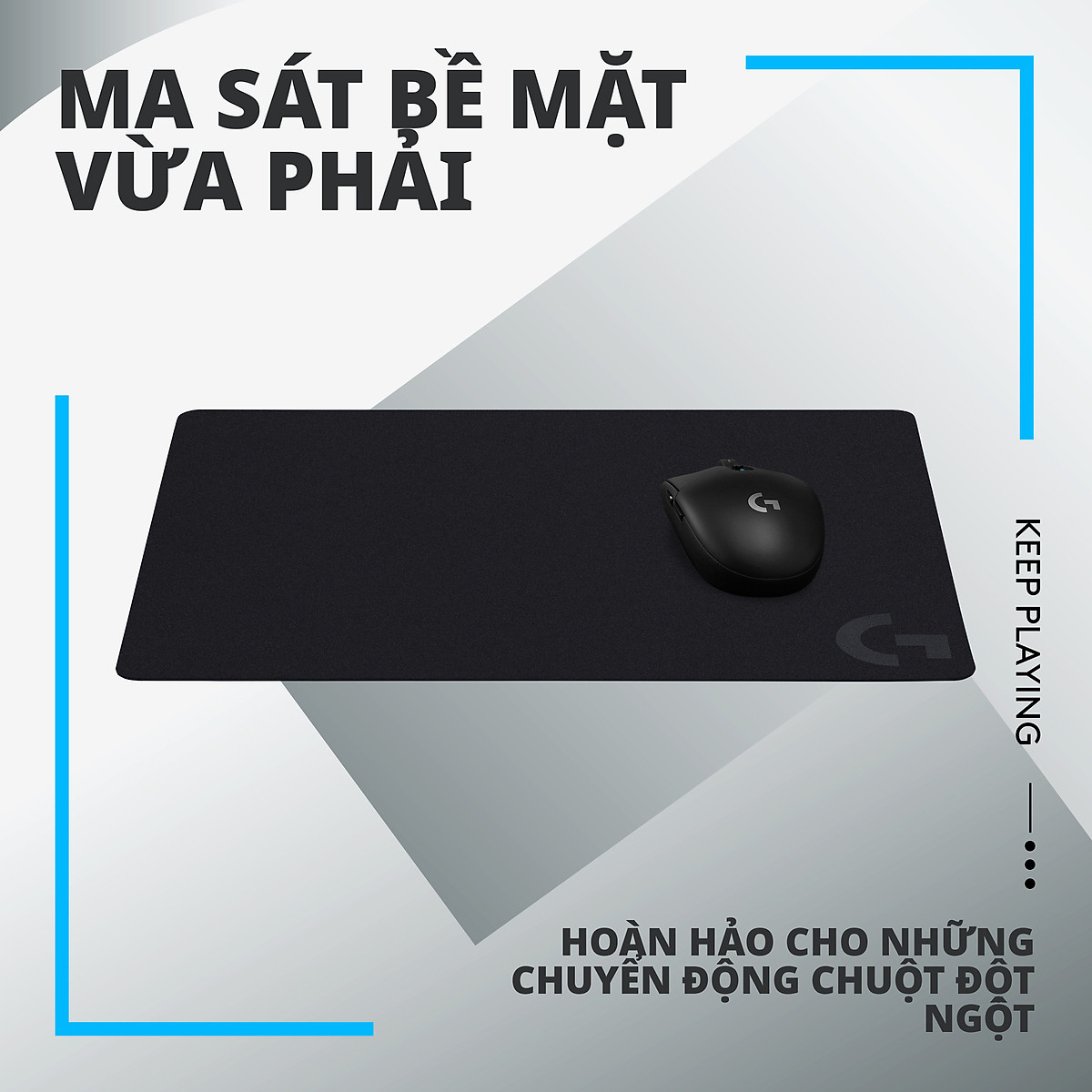 Bàn di chuột game Logitech G240 (Size L) tấm lót chuột chơi game bằng vải, tối ưu cho chơi game, ma sát, chống trượt kích thước 340x280x1mm (dài x rộng x dày) - Hàng Chính Hãng