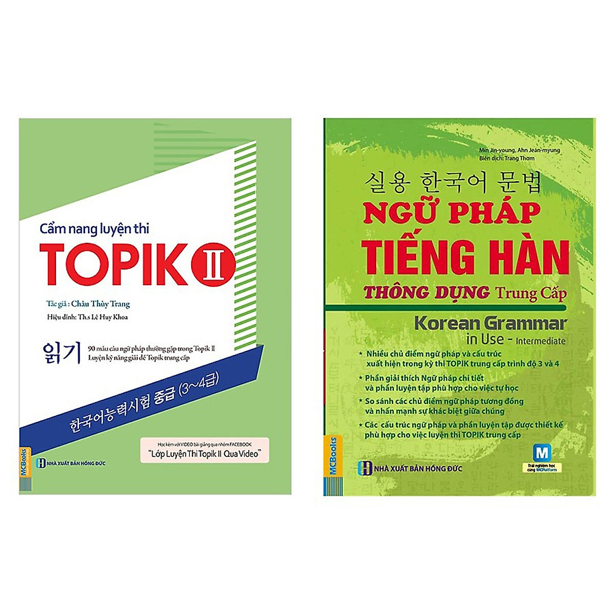  Combo Học Tiếng Hàn Trình Độ trung Cấp: Ngữ Pháp Tiếng Hàn Thông Dụng Sơ Cấp Và Cẩm Nang Luyện Thi Topik 2 