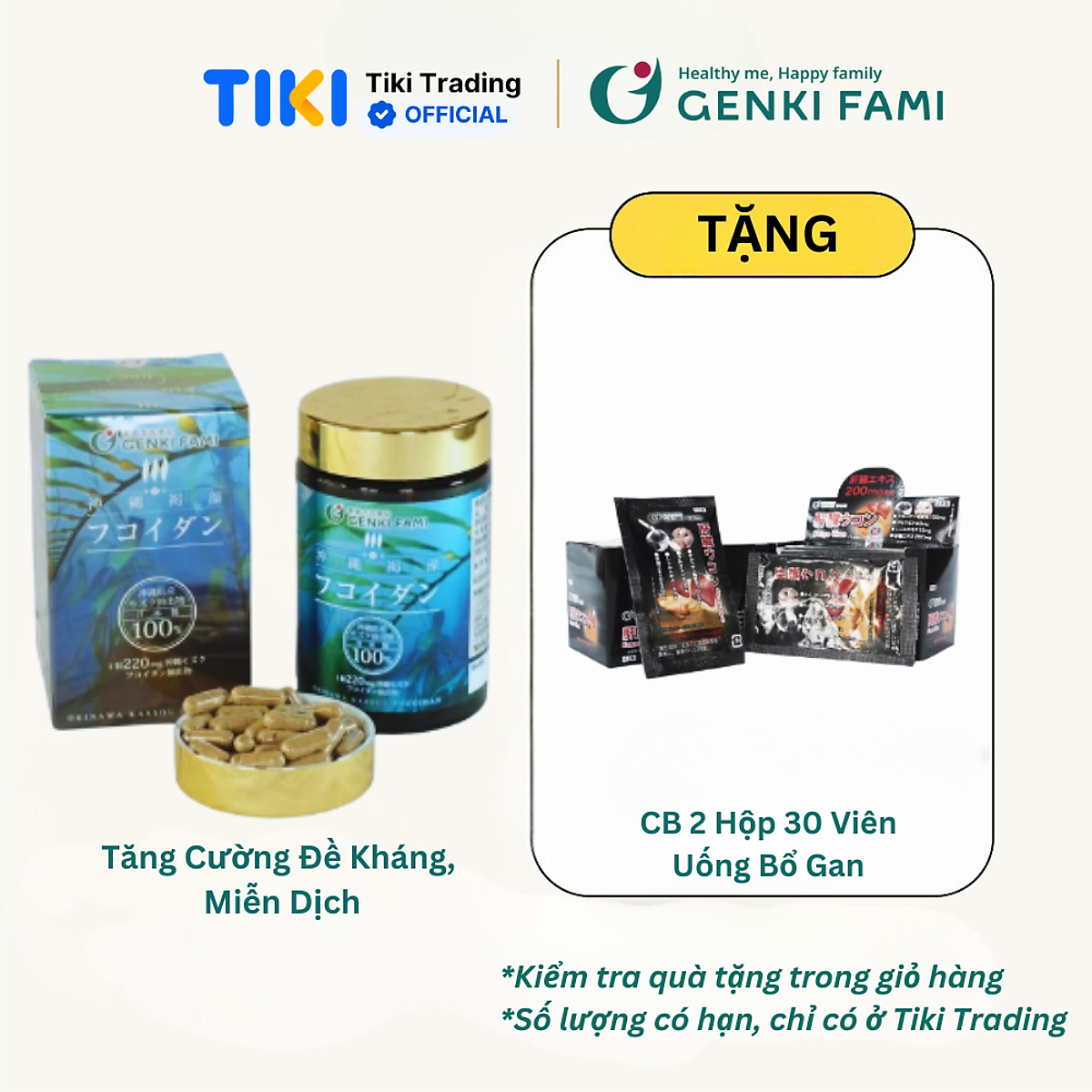 Fucoidan Genki Fami Nhật Bản, Tăng Cường Đề Kháng, Miễn Dịch, Hỗ Trợ Ngăn Ngừa Ung Bướu Hộp 150 viên