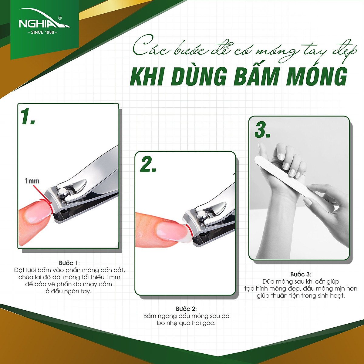 Bấm Móng Tay Chân Thép Không Gỉ KỀM NGHĨA B.904 - Lưỡi Cong (Loại Nhỏ)