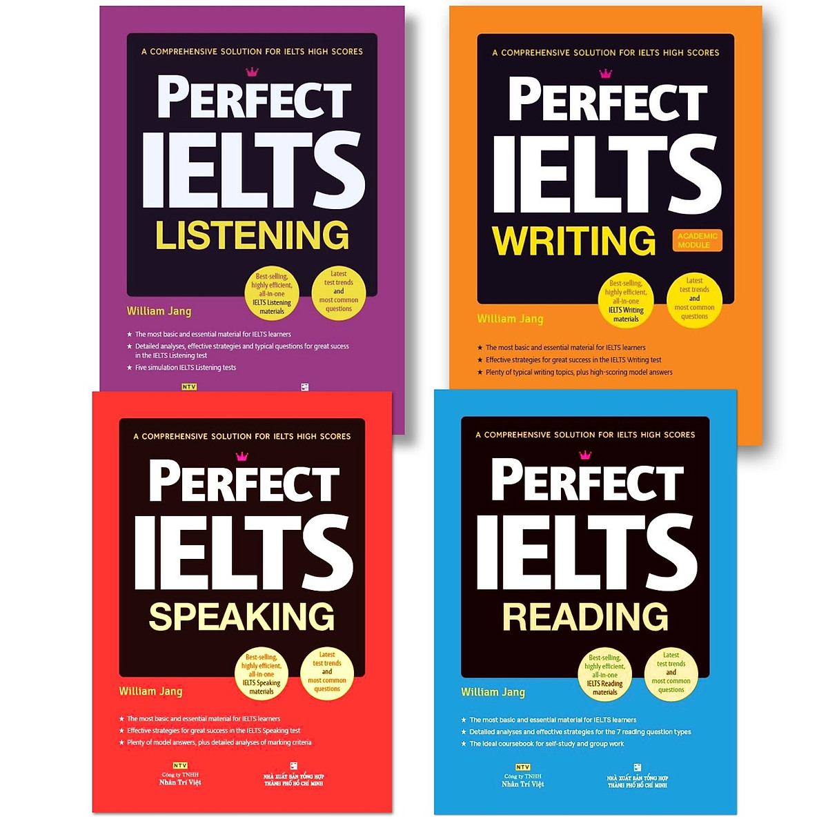 Combo Perfect IELTS Reading, Perfect IELTS Listening, Perfect IELTS Writing, Perfect IELTS Speaking