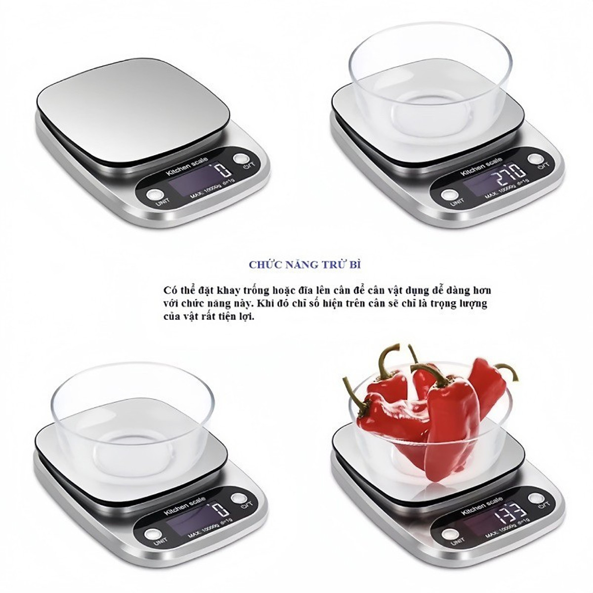 Cân Tiểu Ly Điện Tử Nhà Bếp Mini Định Lượng 1g - 10kg, Cân Tiểu Li Làm Bánh Độ Chính Xác Cao