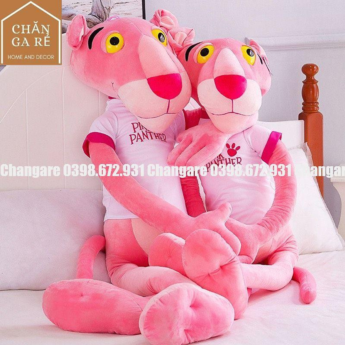 Gấu bông báo Hồng Pink Panther đáng yêu size 60cm 80cm 1m 1m3 1m6 1m8