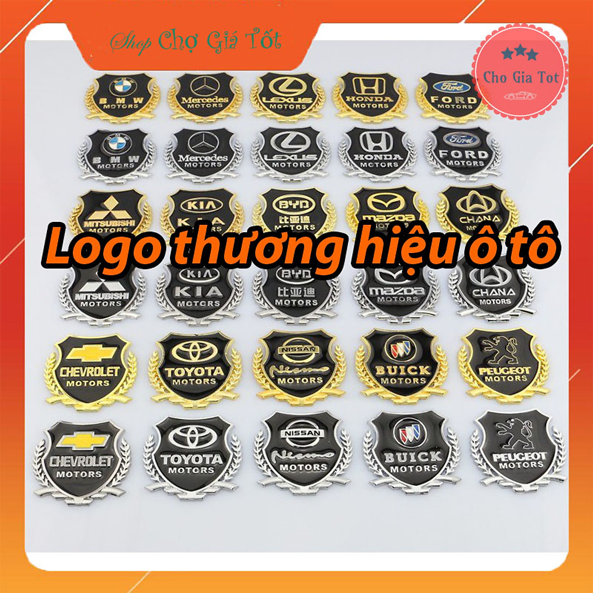 Bộ 2 chiếc huy hiệu Logo bông lúa trang trí ô tô (Đầy đủ thương hiệu