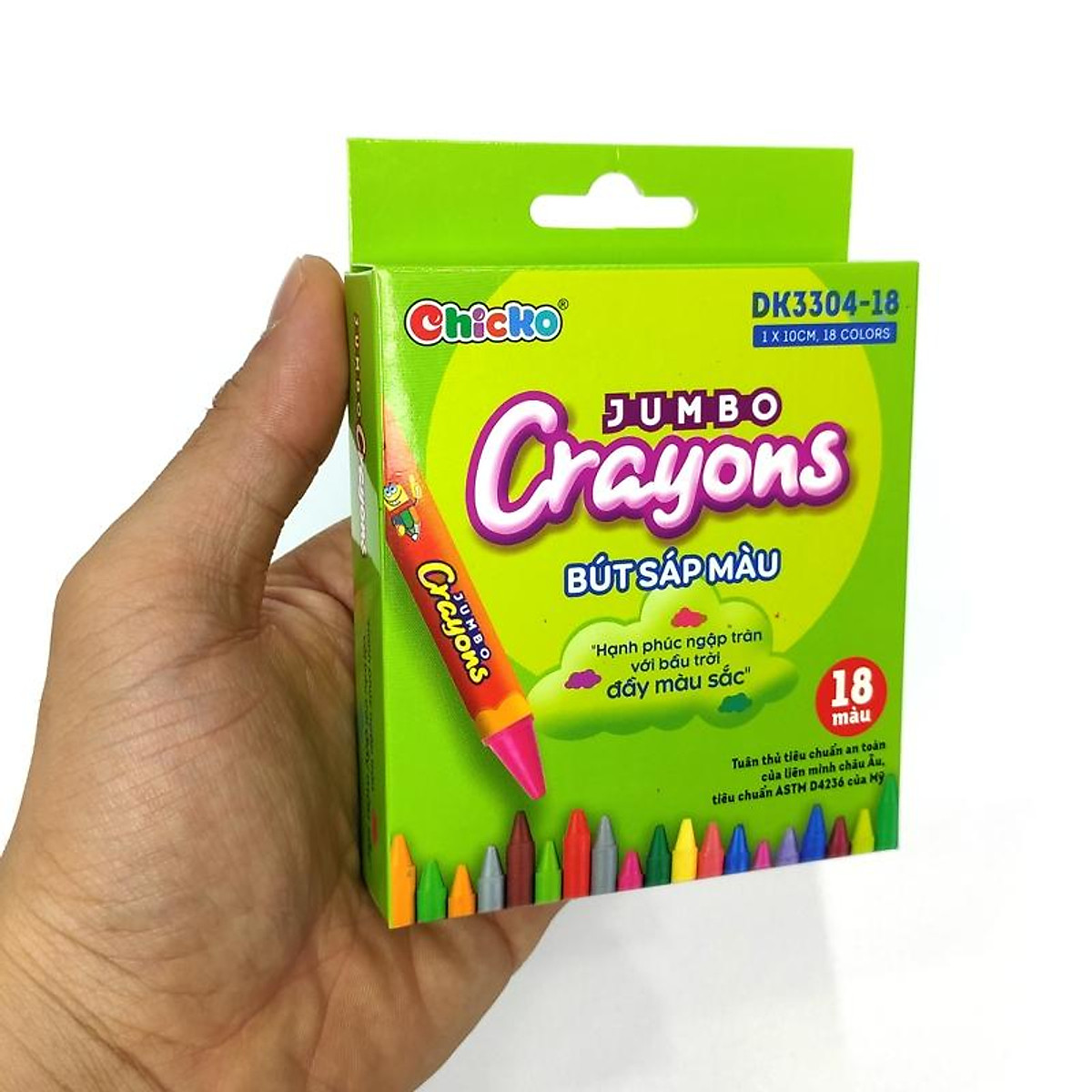Bút Sáp Màu Chicko Jumbo Crayons - 18 Màu - DK3304-18