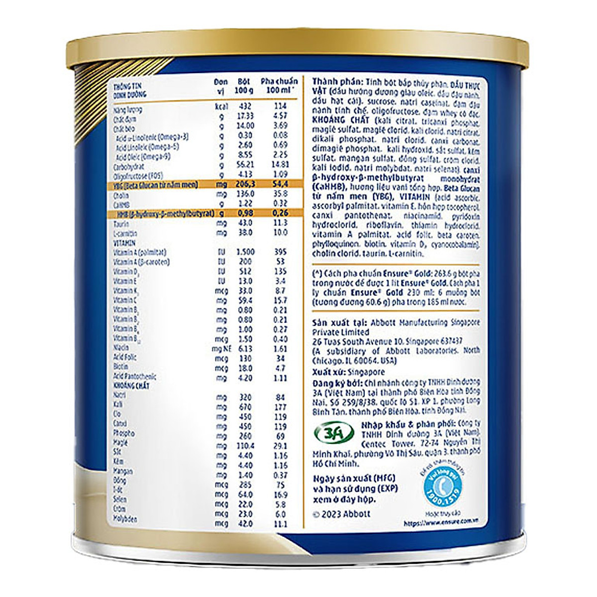 Thực phẩm dinh dưỡng y học Ensure Gold 380g/400g