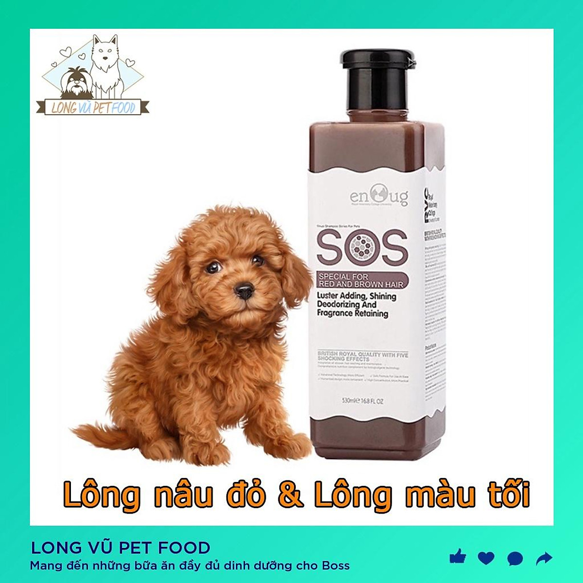 Sữa tắm chó mèo SOS 530ml màu nâu đỏ dành cho chó lông màu nâu đỏ,