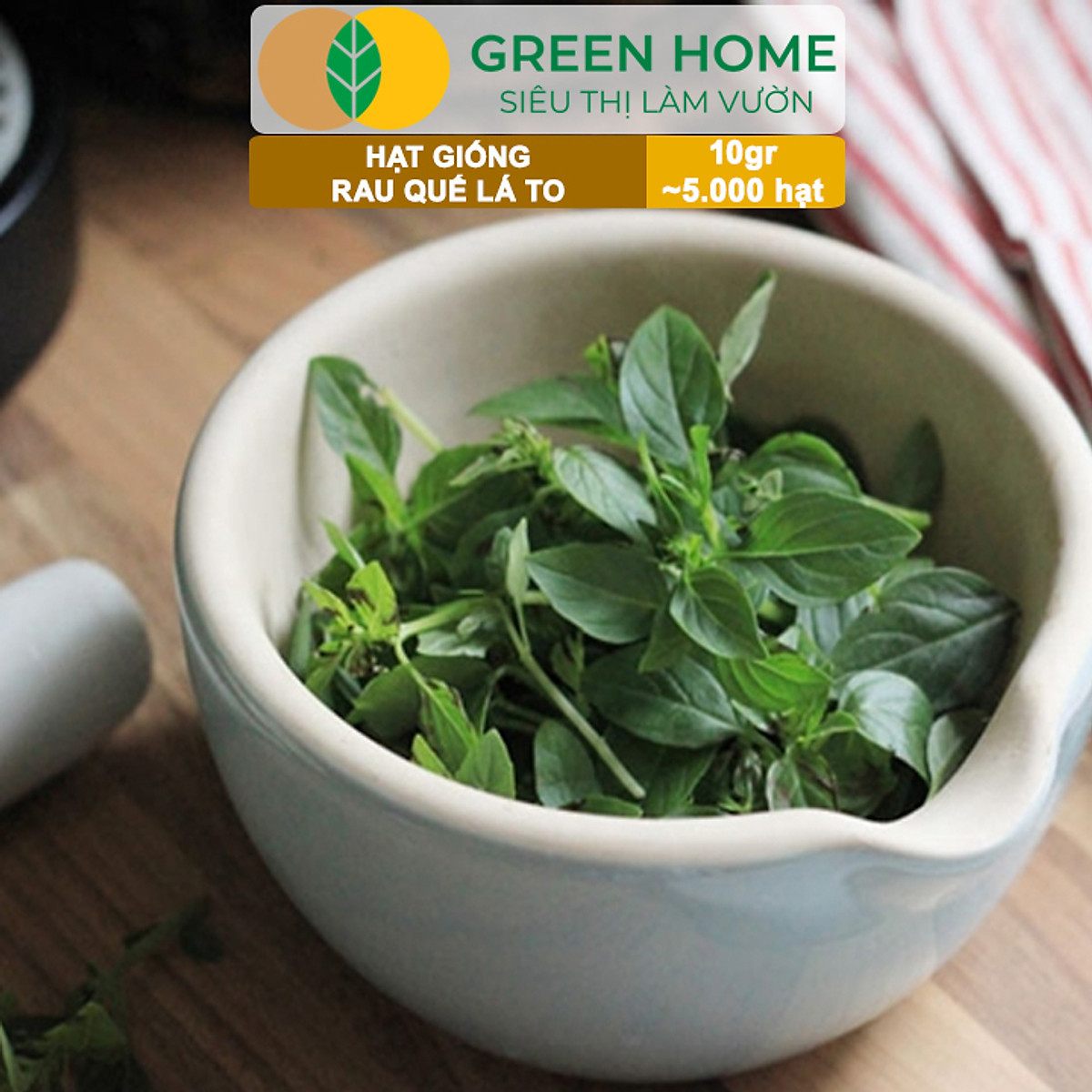 Hạt Giống Rau Quế Greenhome, Gói 10gr~5000 hạt, Húng Quế, Dễ Trồng Quanh Năm, Nảy Mầm Cao, Thu Hoạch Nhanh, Năng Suất Cao G07