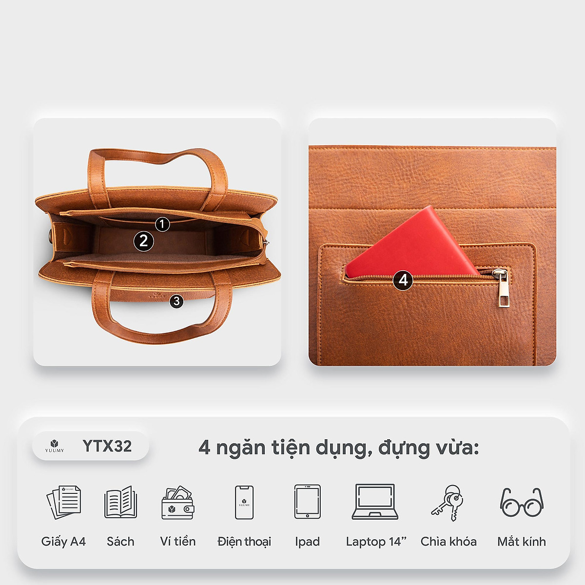 Túi xách da nữ công sở Yuumy YTX32