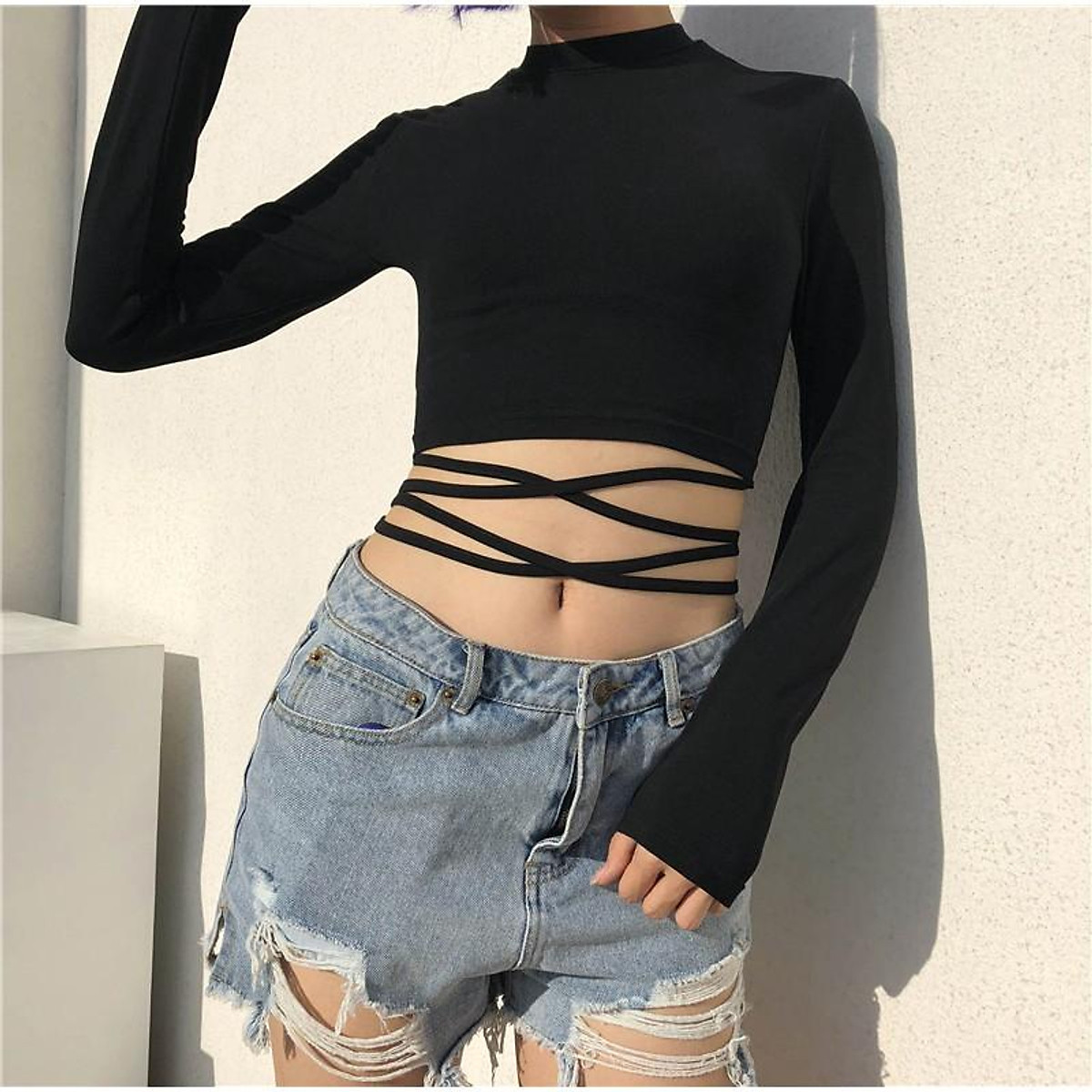 Áo Ctoptop Body Dài Tay Dây Bụng