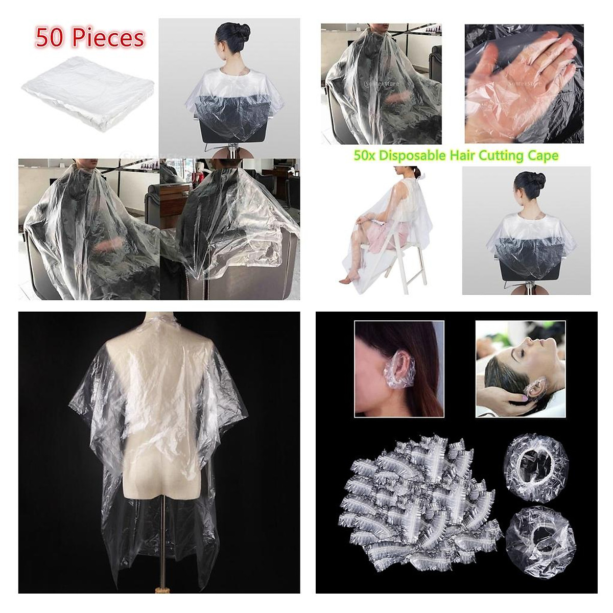 Mua 100 Disposable Hair Cutting Cape Gowns Unisex Hair Cut Capes + Ear Covers tại Magideal Mua 100 Disposable Hair Cutting Cape Gowns Unisex Hair Cut Capes + Ear Covers tại Magideal