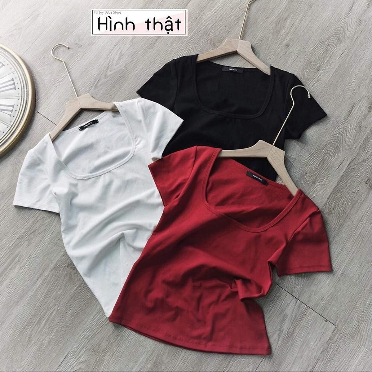 ÁO THUN CO GIÃN 4 CHIỀU - ĐƯỢC GIẶT MÁY - ÁO KIỂU CỔ U VUÔNG HOT GIRL TRƠN BASIC ÔM BODY 41