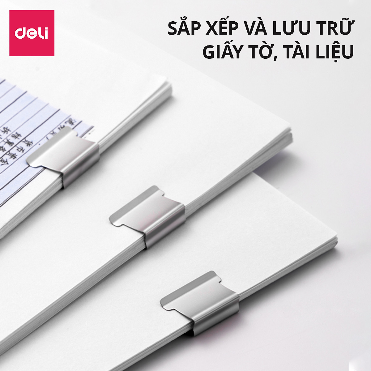 Set kẹp giấy 8 ghim thay thế Deli, kẹp cố định giấy bằng thép không gỉ, kẹp tài liệu hồ sơ văn phòng chắc chắn tái sụng