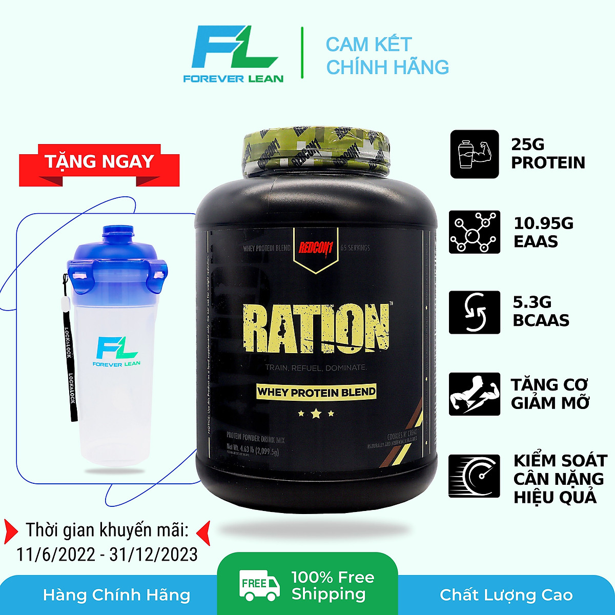 [Chính hãng BBT] Redcon1 Ration Whey protein blend Hydrolyzed Isolate