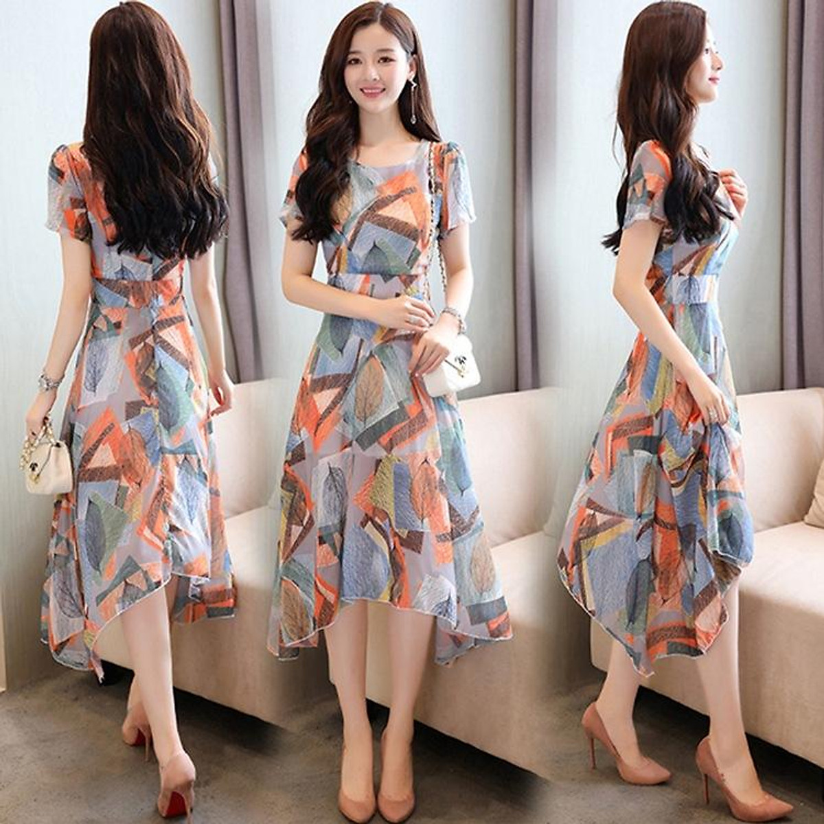 Mua 2024 New Girl Dress Váy liền thắt eo ngắn tay mẫu mới mùa hè ...