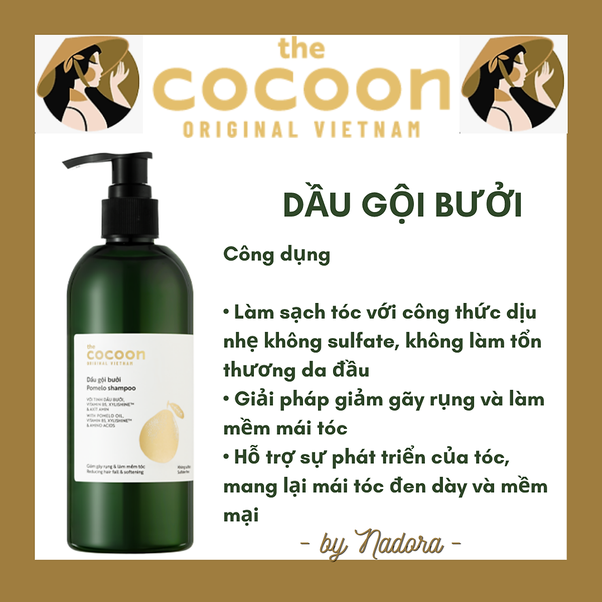 Dầu Gội Bưởi The Cocoon Pomelo Shampoo 310ml Bộ dầu gội, xả