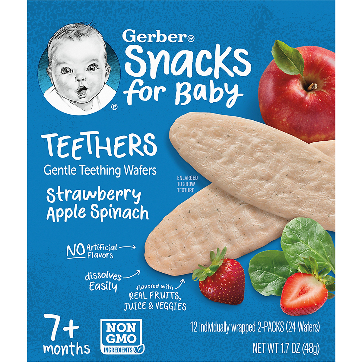 Bánh Gạo Gerber vị Dâu Táo Cải Bó Xôi 48g