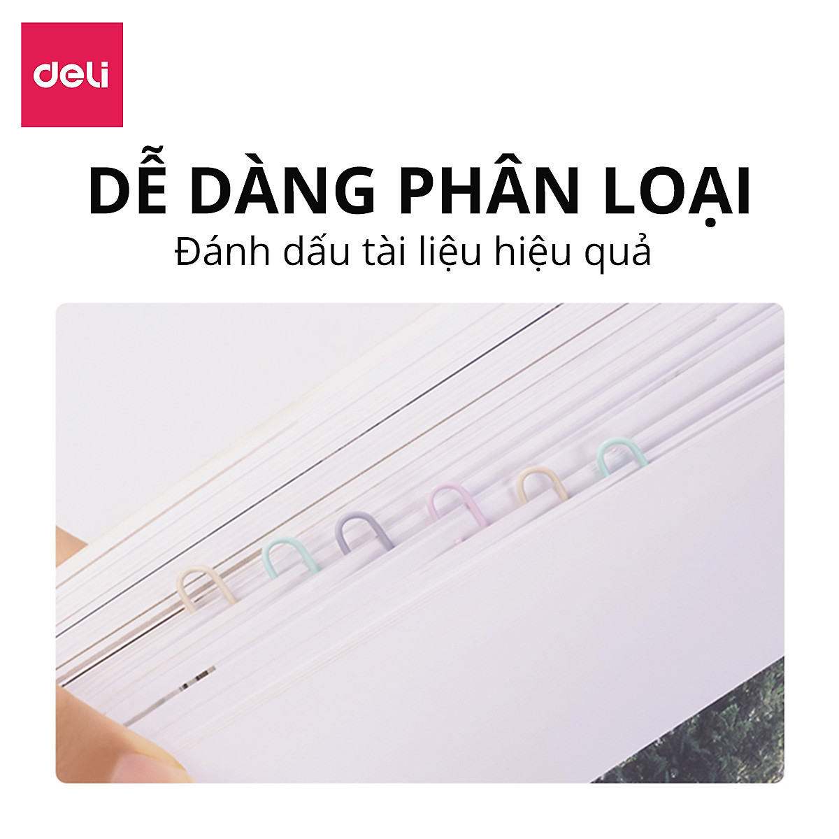 Hộp 160 kim kẹp giấy ghim vòng màu sắc pastel 29mm dùng kẹp tài liệu văn phòng phẩm giữ văn bản học sinh văn phòng đa năng tiện lợi Deli