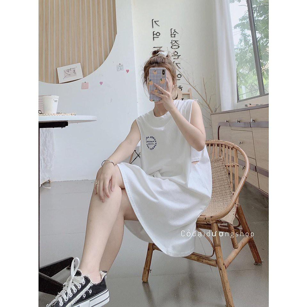 Set váy đầm nữ tank top  áp ba lỗ  halinh shop set 2 món váy dáng dài  khoét nách kèm áo ba lỗ trắng hàn quốc size s m