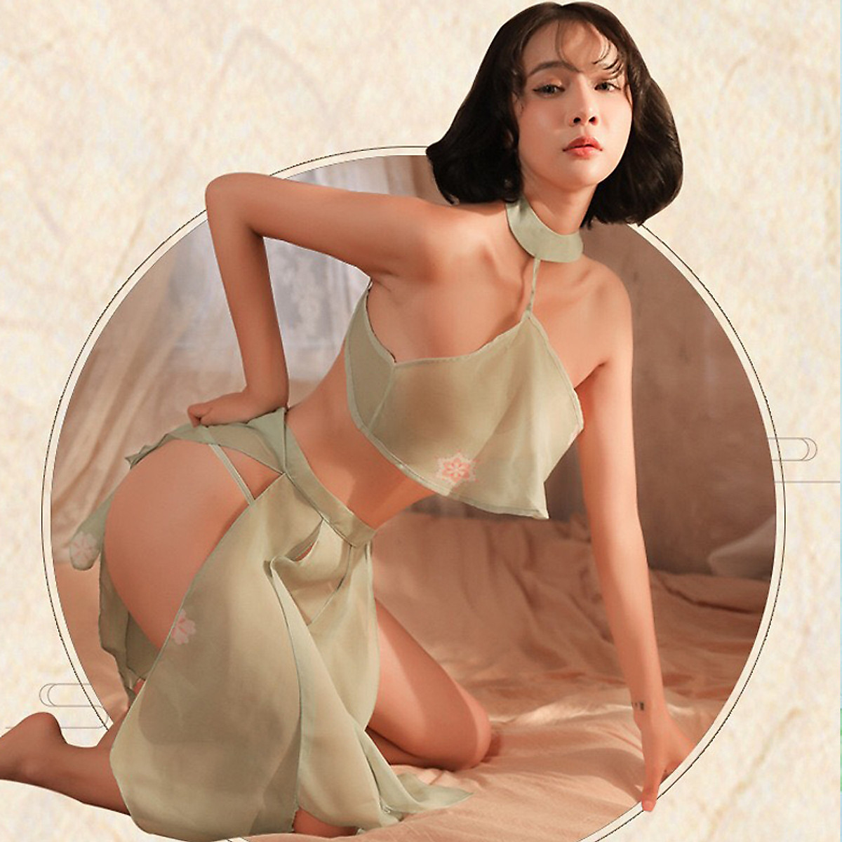 VÁY NGỦ CỔ TRANG KÈM VÁY SEXY NỮ TÍNH GỢI CẢM HT05