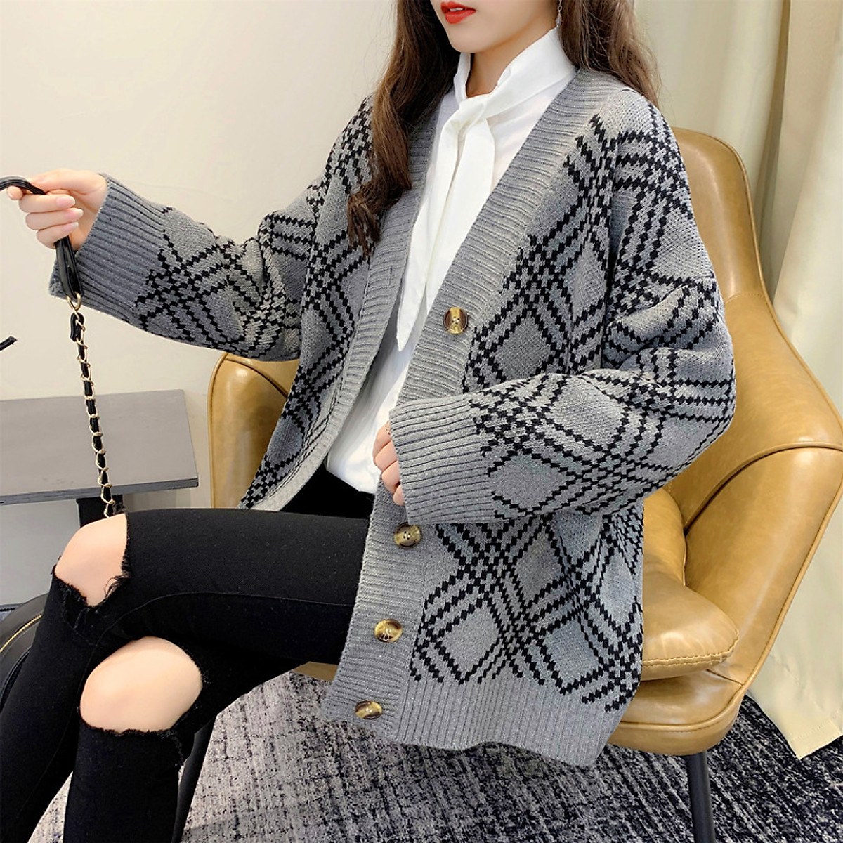 Áo khoác len nữ cardigan dệt kim phong cách Hàn Quốc V15 - Áo cardigan nữ Áo Khoác Len Nữ Cardigan Dệt Kim Phong Cách Hàn Quốc V15 - Áo Cardigan Nữ