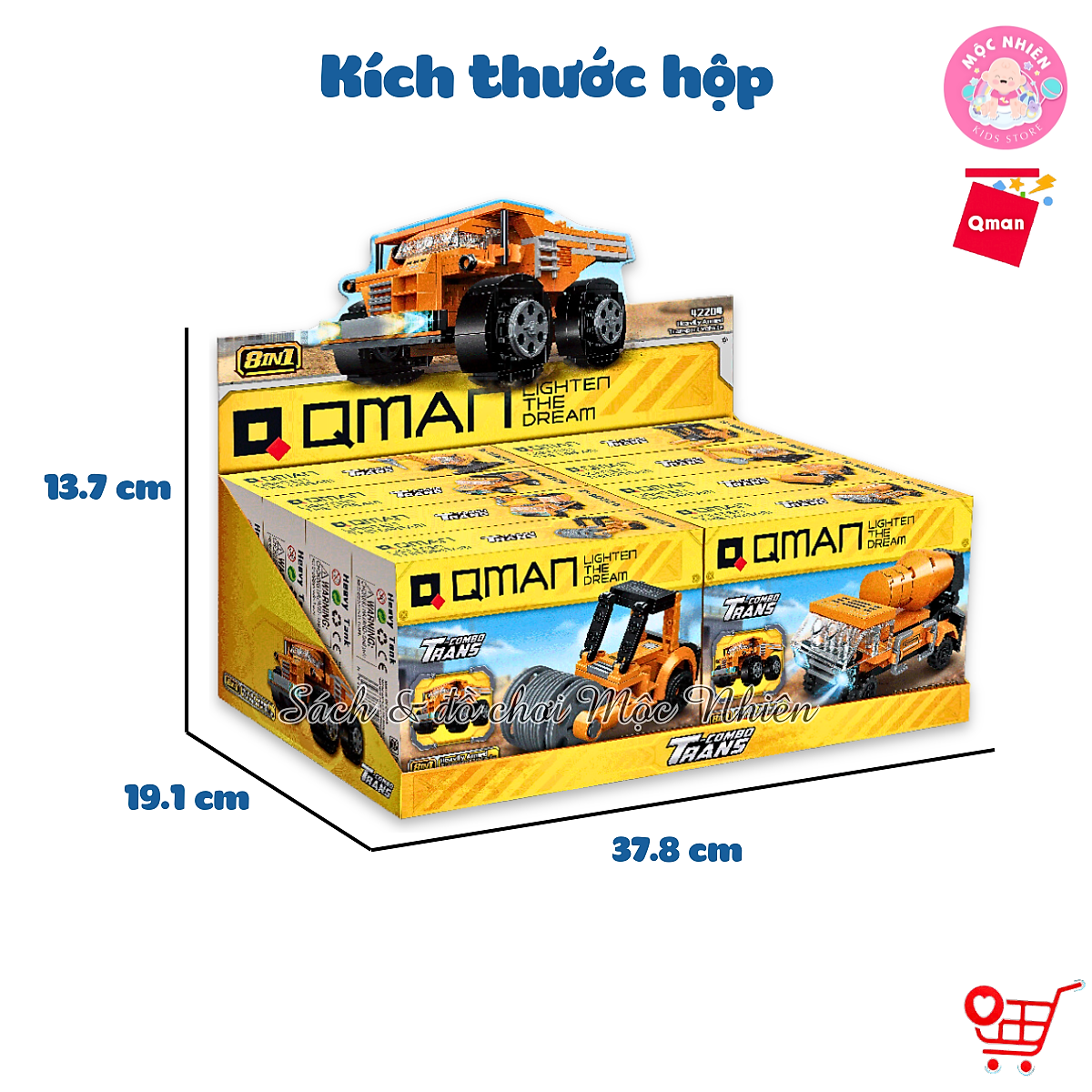 Đồ Chơi Xếp Hình Lắp Ráp 8 in 1 Qman 42204 - Xe Xây Dựng Xe Vận Tải Hạng Nặng (463 mảnh ghép) - Dành cho bé từ 6 tuổi