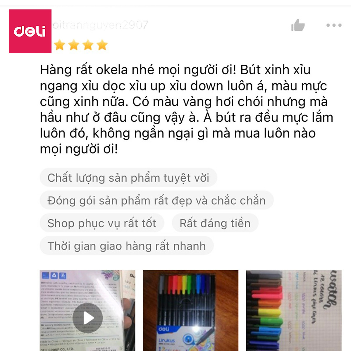Bút đi nét Deli - Ngòi bọc kim loại 0.45mm - Mực có thể rửa được - EQ900