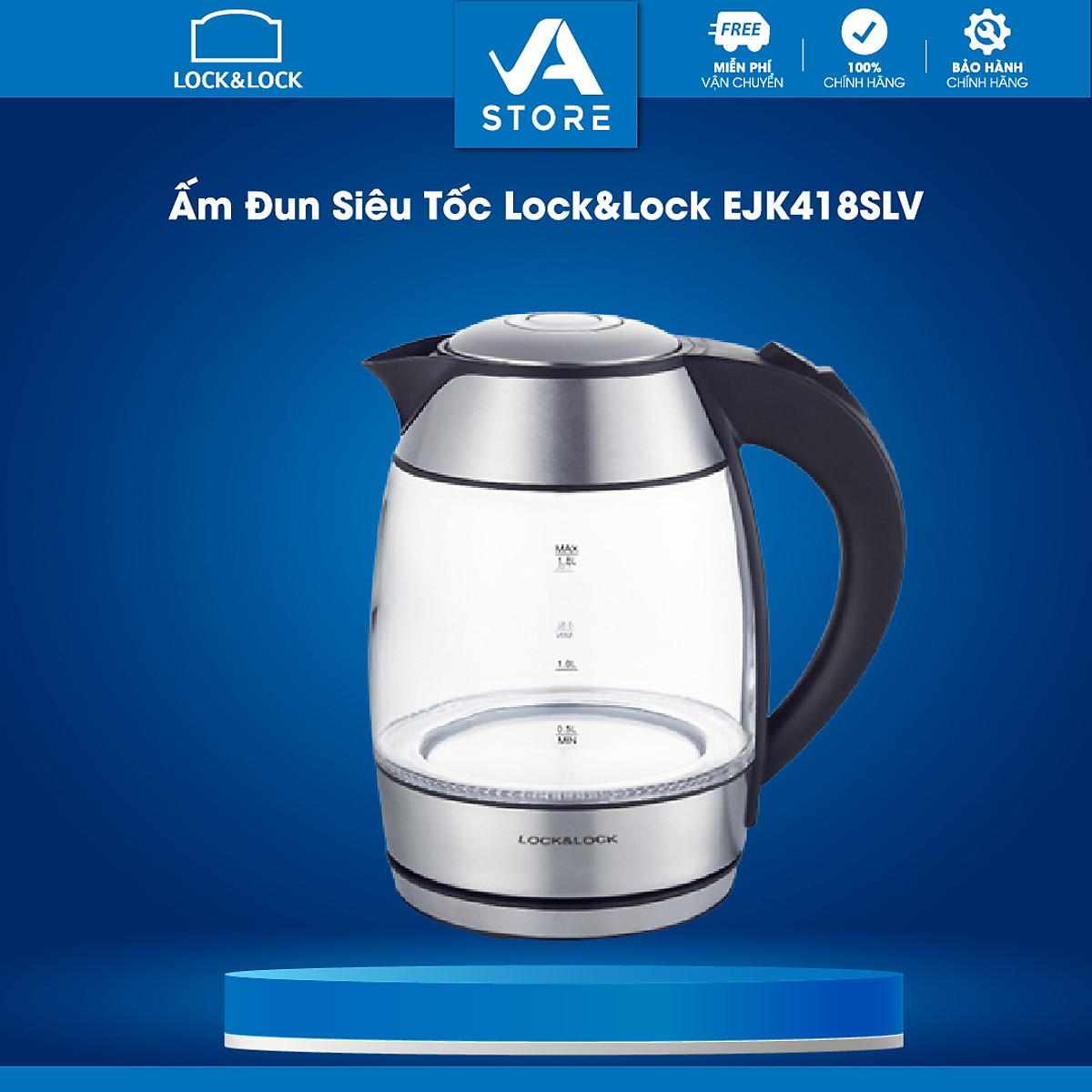 Ấm Đun Siêu Tốc LocknLock EJK418SLV - Hàng Chính Hãng