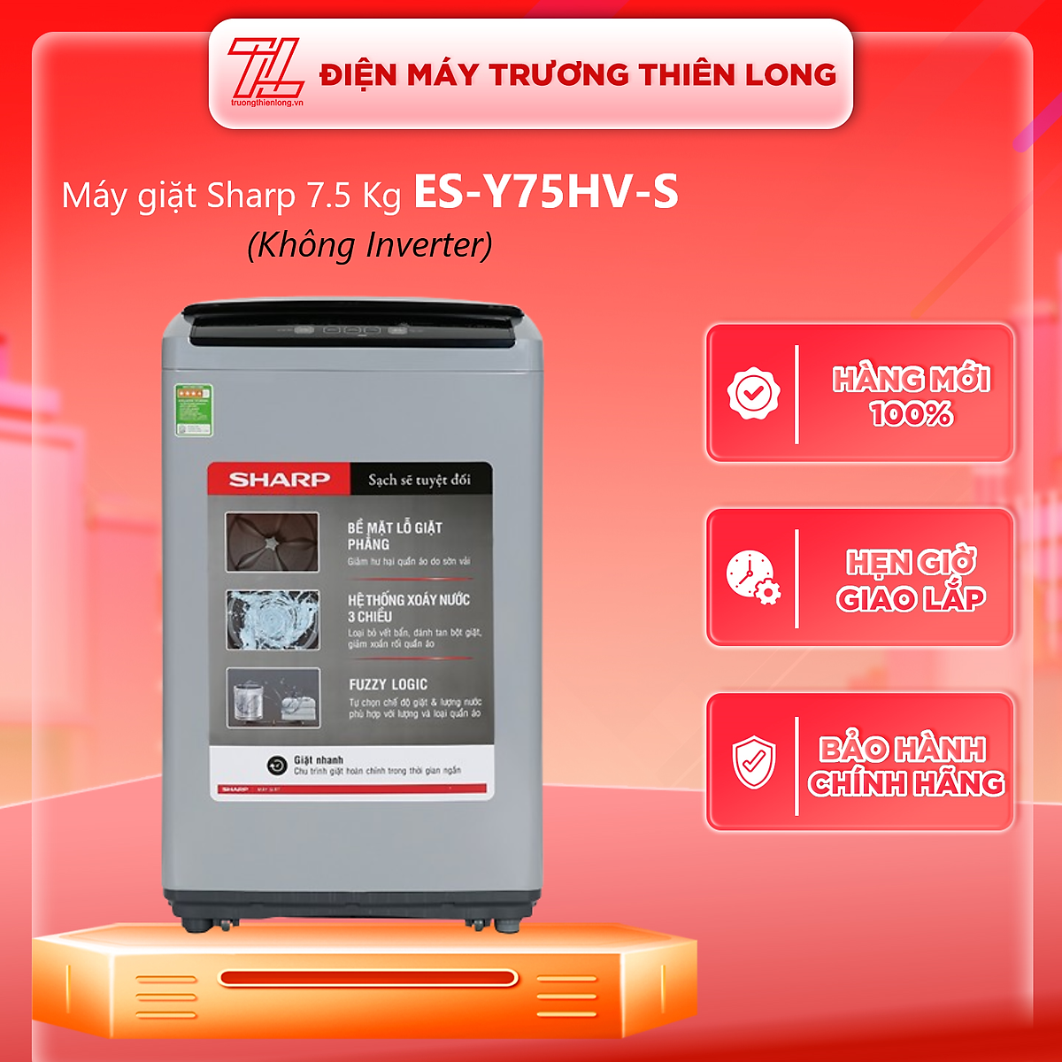 Máy Giặt Sharp Inverter 7.5 Kg ES-Y75HV-S -Hàng chính hãng( Chỉ giao HCM)